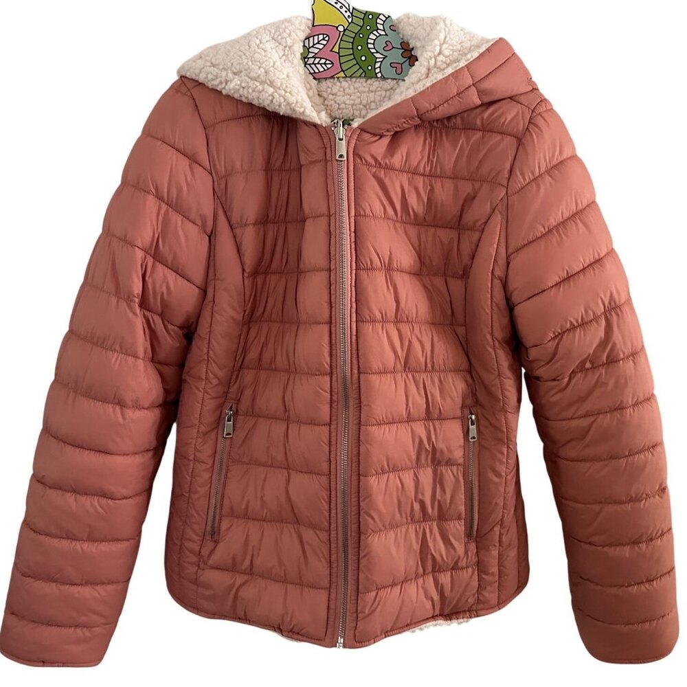 Love tree pink puffer reversible jacket size large